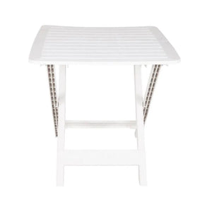 Trade Shop - Tavolo Pieghevole Bianco In Polietilene 79x72x70cm Tavolino Giardino Campeggio 012140 -        