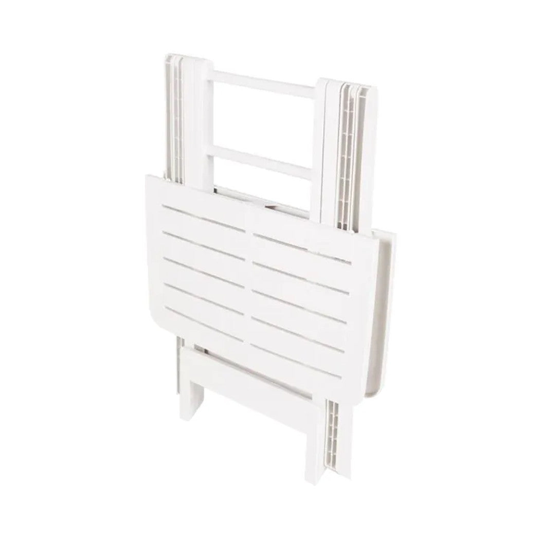 Trade Shop - Tavolo Pieghevole Bianco In Polietilene 79x72x70cm Tavolino Giardino Campeggio 012140 -        