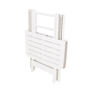 Trade Shop - Tavolo Pieghevole Bianco In Polietilene 79x72x70cm Tavolino Giardino Campeggio 012140 -        
