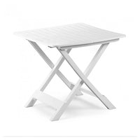 Trade Shop - Tavolo Pieghevole Bianco In Polietilene 79x72x70cm Tavolino Giardino Campeggio 012140 -        