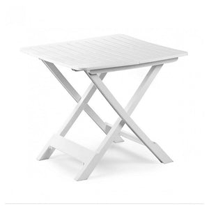 Trade Shop - Tavolo Pieghevole Bianco In Polietilene 79x72x70cm Tavolino Giardino Campeggio 012140 -        