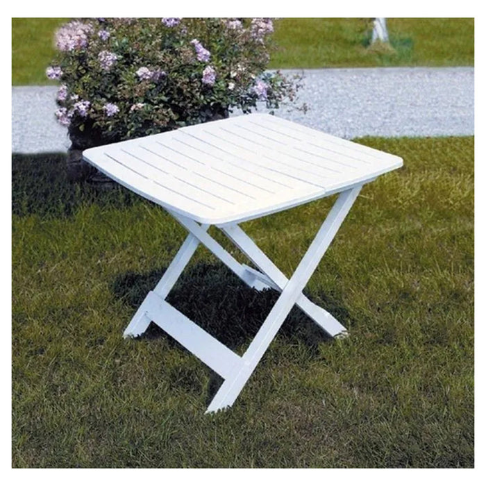 Trade Shop - Tavolo Pieghevole Bianco In Polietilene 79x72x70cm Tavolino Giardino Campeggio 012140 -        