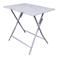 Tavolo Pieghevole Cor Dimensione 80x60x75cm Top Bianco Marmo + Struttura Bianco