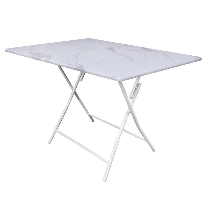Tavolo Pieghevole Tampa Dimensione 100x70x75cm Top Bianco Marmo + Struttura Bianco