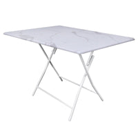 Tavolo Pieghevole Tampa Dimensione 100x70x75cm Top Bianco Marmo + Struttura Bianco