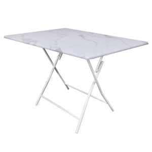 Tavolo Pieghevole Tampa Dimensione 100x70x75cm Top Bianco Marmo + Struttura Bianco