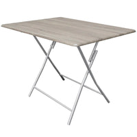 Tavolo Pieghevole Tampa Dimensione 100x70x75cm Top Naturale Scuro + Struttura Silver