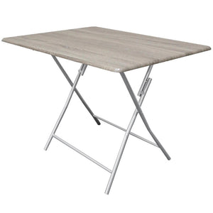 Tavolo Pieghevole Tampa Dimensione 100x70x75cm Top Naturale Scuro + Struttura Silver