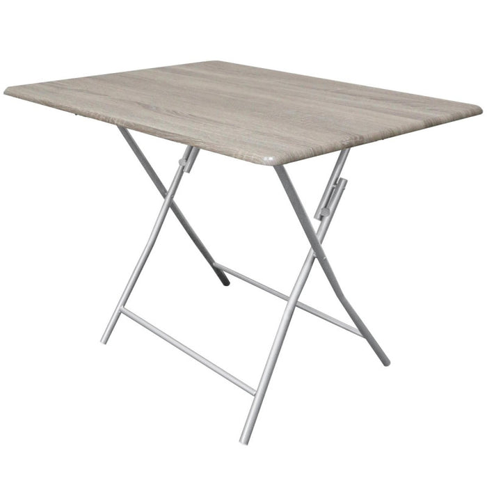 Tavolo Pieghevole Tampa Dimensione 100x70x75cm Top Naturale Scuro + Struttura Silver