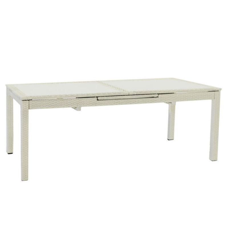 Tavolo polyrattan adila bianco ghiacciorett. cm 160/220x100h76 allungabile