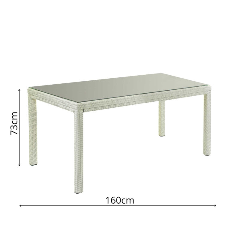 Tavolo polyrattan adila bianco ghiacciorettangolare cm 160x90h73