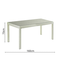 Tavolo polyrattan adila bianco ghiacciorettangolare cm 160x90h73