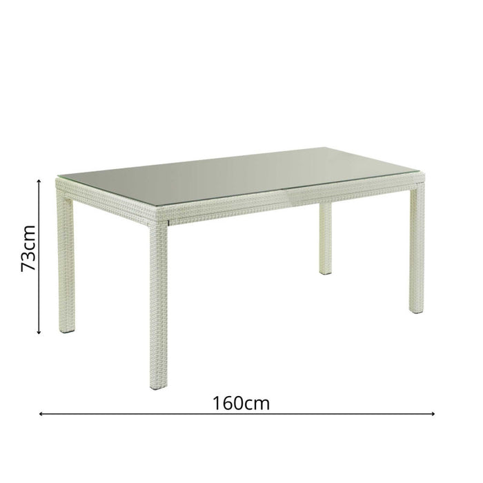 Tavolo polyrattan adila bianco ghiacciorettangolare cm 160x90h73