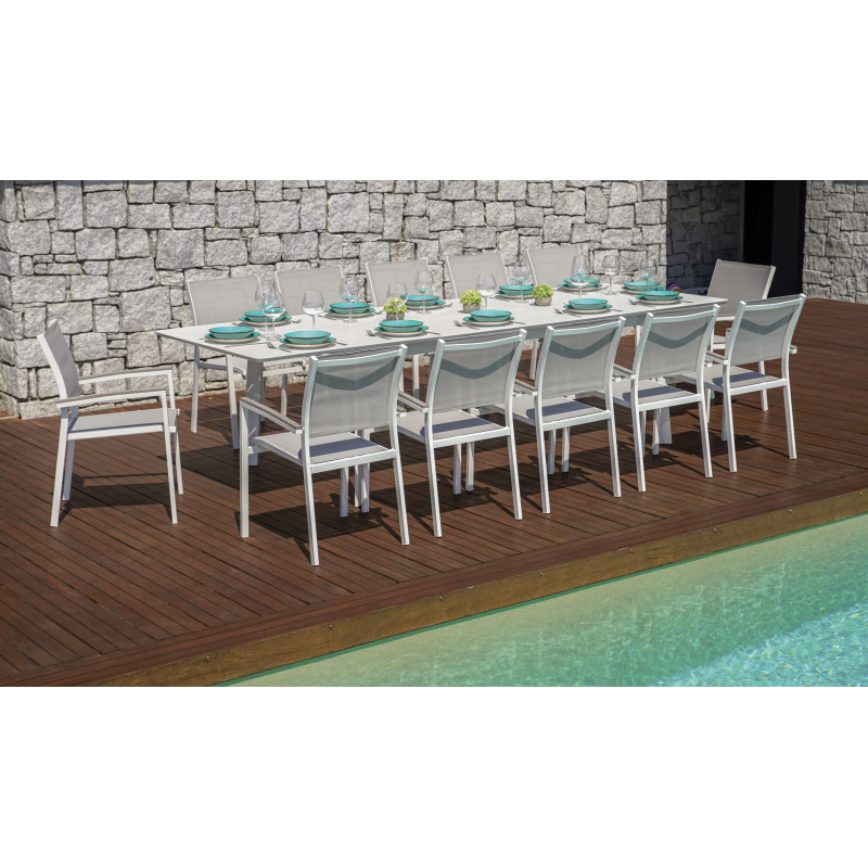 Tavolo Porto Ercole Allungabile 200/300 X 102 Cm - Allungo Centrale - Bianco Moia
