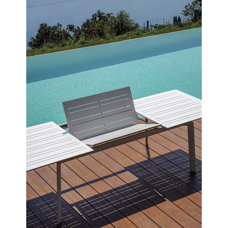 Tavolo Porto Ercole Allungabile 200/300 X 102 Cm - Allungo Centrale - Bianco Moia