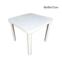 Trade Shop - Tavolo Quadrato Da Giardino Bianco 80x80cm In Plastica Arredo Spazio Esterno 008007 -
