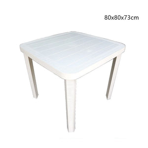 Trade Shop - Tavolo Quadrato Da Giardino Bianco 80x80cm In Plastica Arredo Spazio Esterno 008007 -