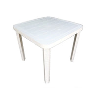 Trade Shop - Tavolo Quadrato Da Giardino Bianco 80x80cm In Plastica Arredo Spazio Esterno 008007 -
