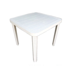 Trade Shop - Tavolo Quadrato Da Giardino Bianco 80x80cm In Plastica Arredo Spazio Esterno 008007 -