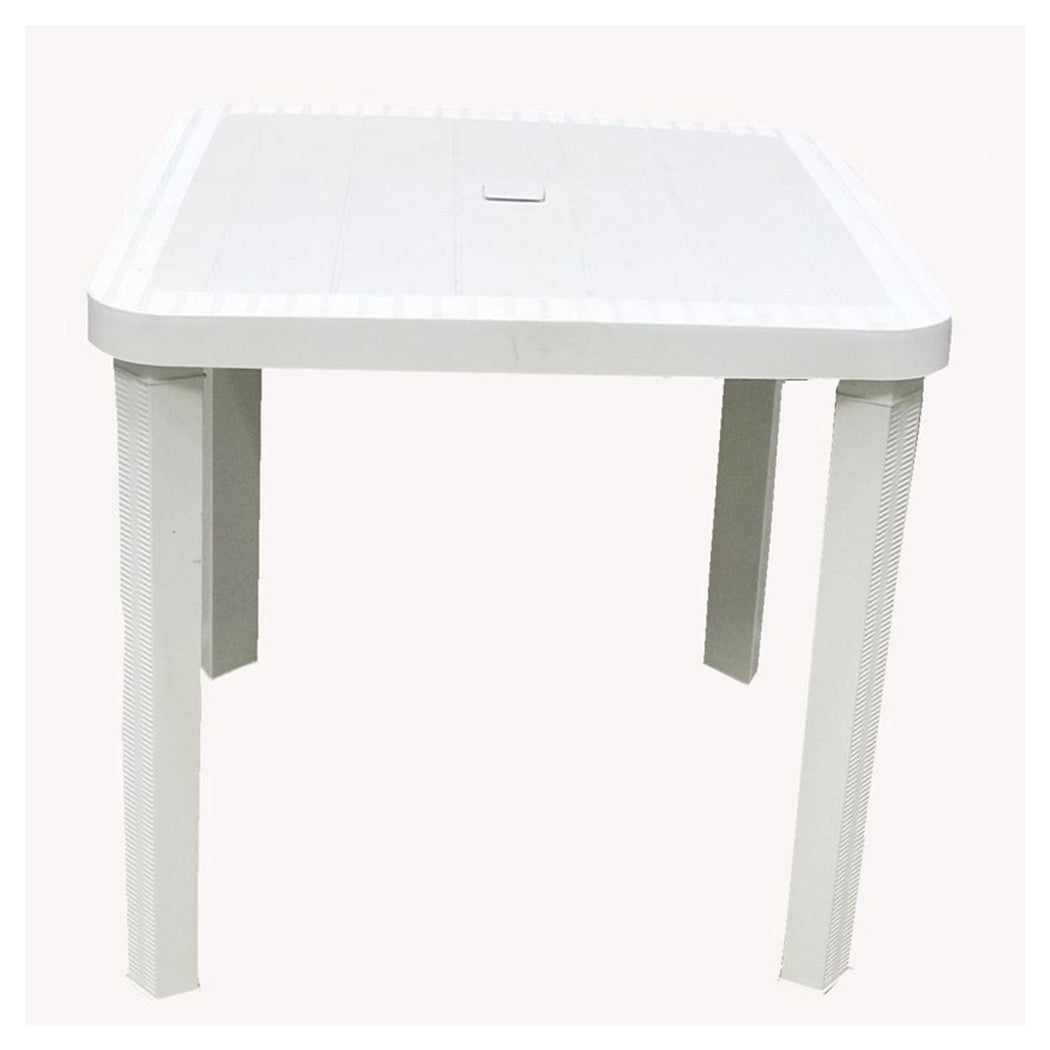 Trade Shop - Tavolo Quadrato Da Giardino Bianco 80x80cm In Plastica Arredo Spazio Esterno 008007 -