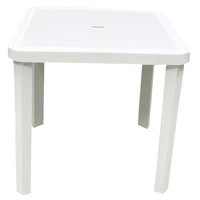 Trade Shop - Tavolo Quadrato Da Giardino Bianco 80x80cm In Plastica Arredo Spazio Esterno 008007 -