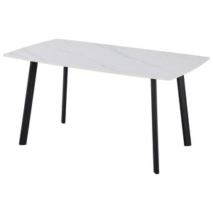 Tavolo Quincy Dimensione 150x85x75 Top In Ceramica Amica Bianco Marmo Lucido