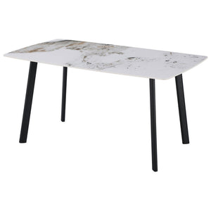 Tavolo Quincy Dimensione 150x85x75 Top In Ceramica Amica Marrone Marmo Lucido