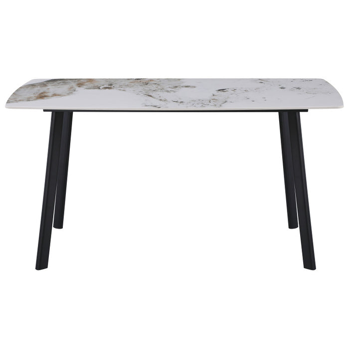 Tavolo Quincy Dimensione 150x85x75 Top In Ceramica Amica Marrone Marmo Lucido