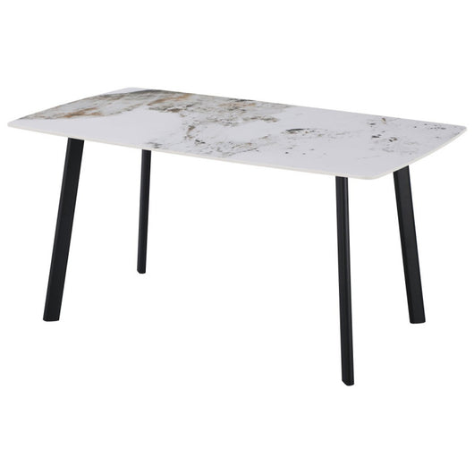 Tavolo Quincy Dimensione 150x85x75 Top In Ceramica Amica Marrone Marmo Lucido