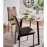 Tavolo Quincy Dimensione 150x85x75 Top In Ceramica Amica Marrone Marmo Lucido