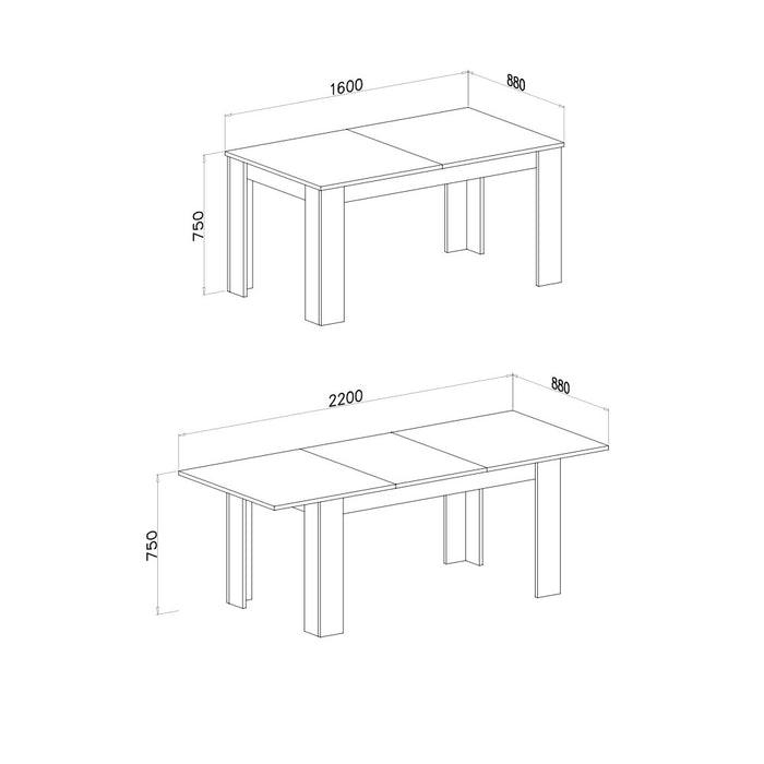 Tavolo rettangolare allungabile Anthony colore ancona oak  160x88x75H