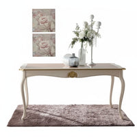 Tavolo rettangolare allungabile legno shabby decori oro 160x100x78 - Mobili 2G