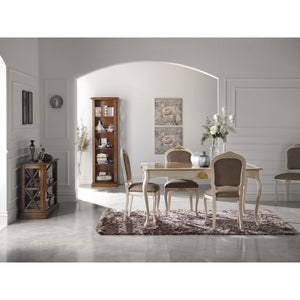 Tavolo rettangolare allungabile legno shabby decori oro 160x100x78 - Mobili 2G