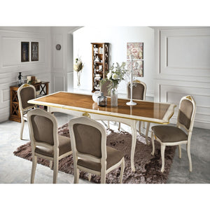 Tavolo rettangolare allungabile legno shabby decori oro 160x100x78 - Mobili 2G