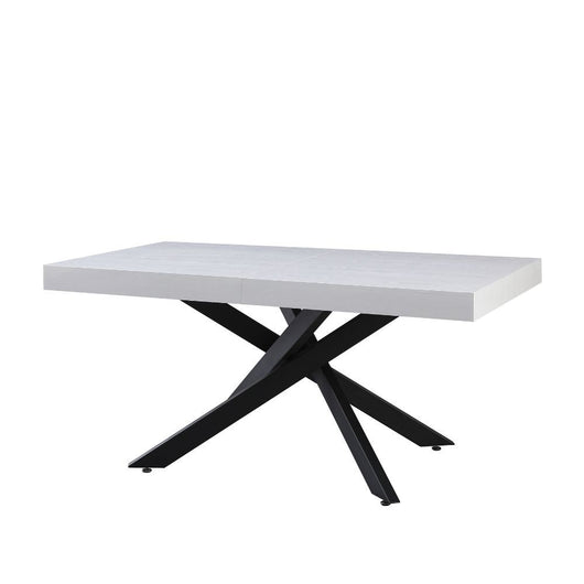 Tavolo rettangolare allungabile Belinda piano bianco e base nera 160x90x75