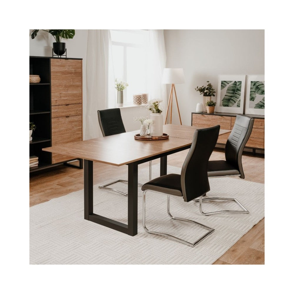 Tavolo allungabile Austin80A piano color legno e gambe antracite 160x90x75