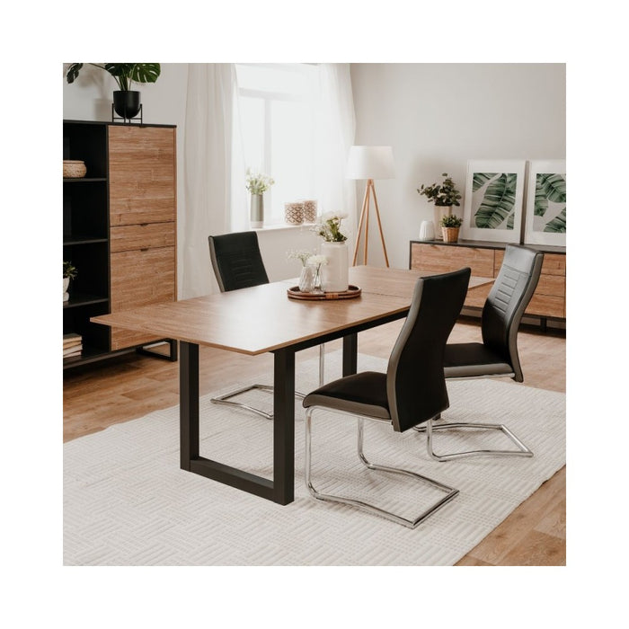 Tavolo allungabile Austin80A piano color legno e gambe antracite 160x90x75