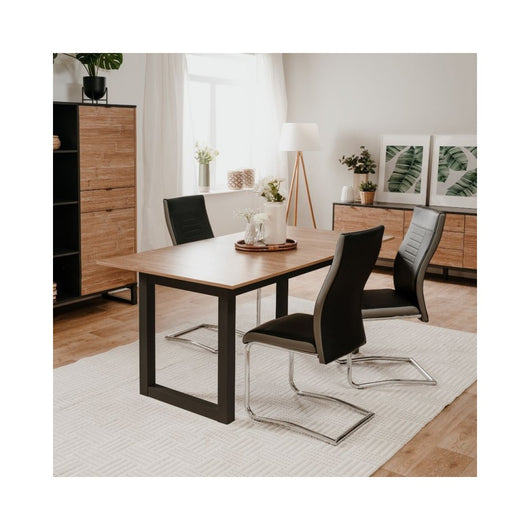 Tavolo allungabile Austin80A piano color legno e gambe antracite 160x90x75