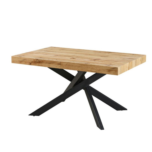 Tavolo rettangolare allungabile Belinda piano rovere e base nera 160x90x75