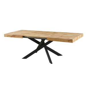 Tavolo rettangolare allungabile Belinda piano rovere e base nera 160x90x75