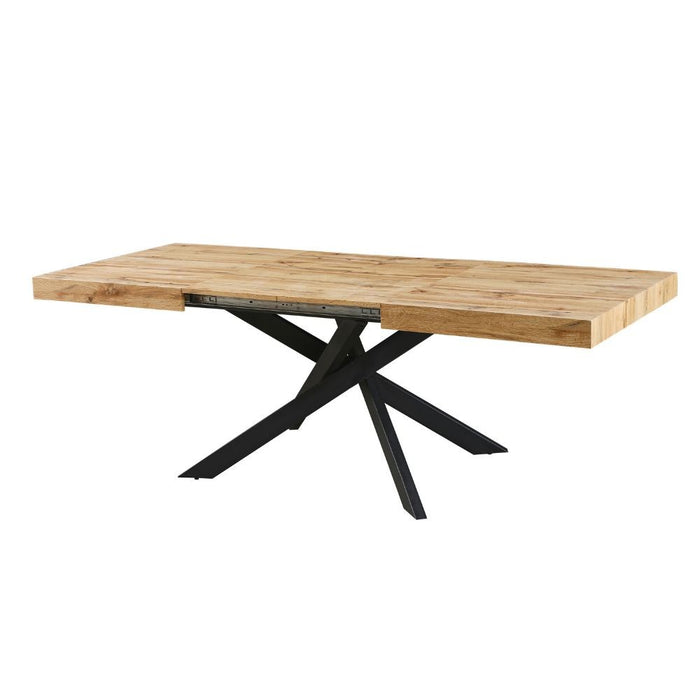 Tavolo rettangolare allungabile Belinda piano rovere e base nera 160x90x75