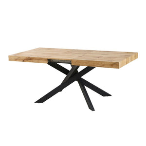 Tavolo rettangolare allungabile Belinda piano rovere e base nera 160x90x75