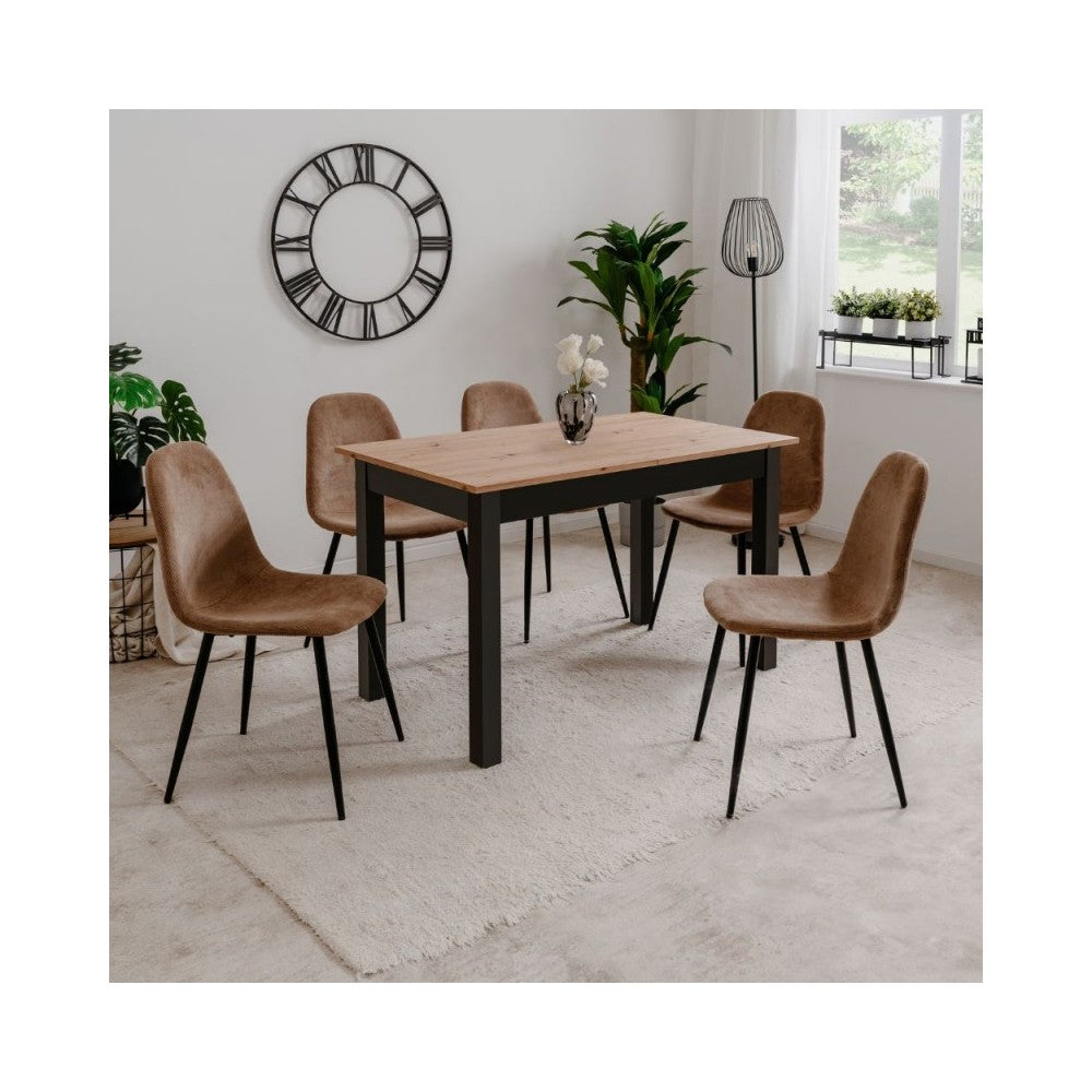 Tavolo rettangolare allungabile rovere e nero Coburg120 120x70x76,5