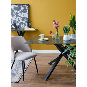 Tavolo Rettangolare Astor 160x90x75cm Top Ceramica Amica Nero Marmorizzato