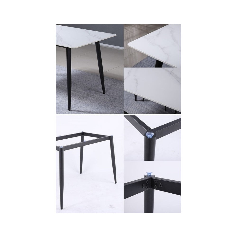 Tavolo rettangolare effetto marmo bianco Brot 120x70x75H