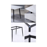 Tavolo rettangolare effetto marmo bianco Brot 120x70x75H