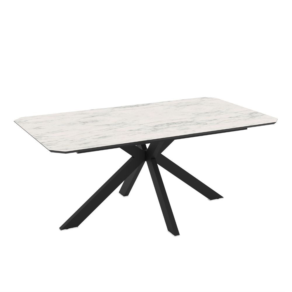 Tavolo rettangolare fisso Opera effetto marmo bianco opaco 180x100x76H