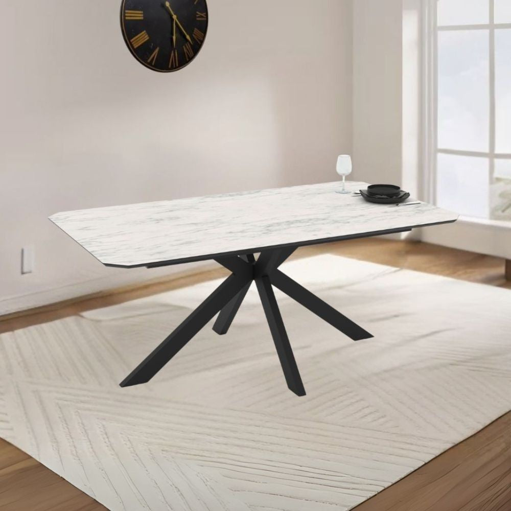 Tavolo rettangolare fisso Opera effetto marmo bianco opaco 180x100x76H