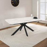 Tavolo rettangolare fisso Opera effetto marmo bianco opaco 180x100x76H