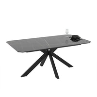 Tavolo rettangolare fisso Opera effetto marmo nero gold lucido 180x100x76H